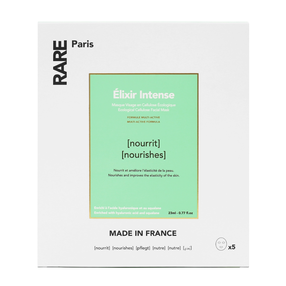 RARE PARIS Élixir Intense Nourishing Face Mask 5х23ml - Набір зволожуючих масок з гіалуроновою кислотою та скваланом RARE PARIS Élixir Intense Nourishing Face Mask 5х23ml - Набір зволожуючих масок з гіалуроновою кислотою та скваланом